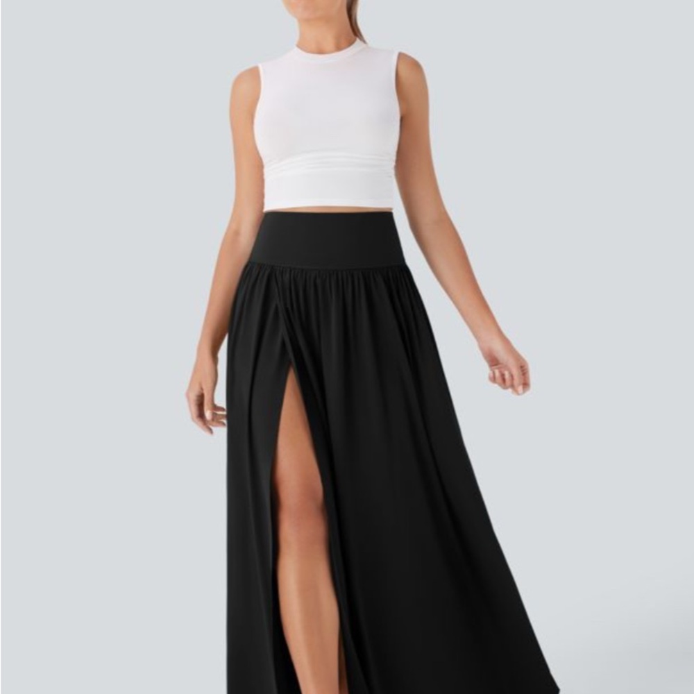 HALARA Black Maxi Skirt with Side Slit